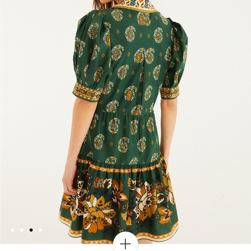 FARM Rio Green Floral Mini Dress with Mustard and White Accents - Picture 3 of 4